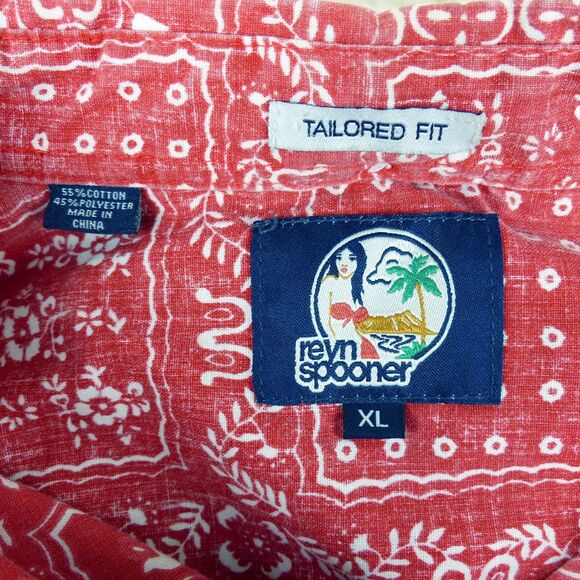 Reyn Spooner Original Lahaina Sailor Shirt Men XL Tailored Fit Red Bandana Aloha - Picture 3 of 12